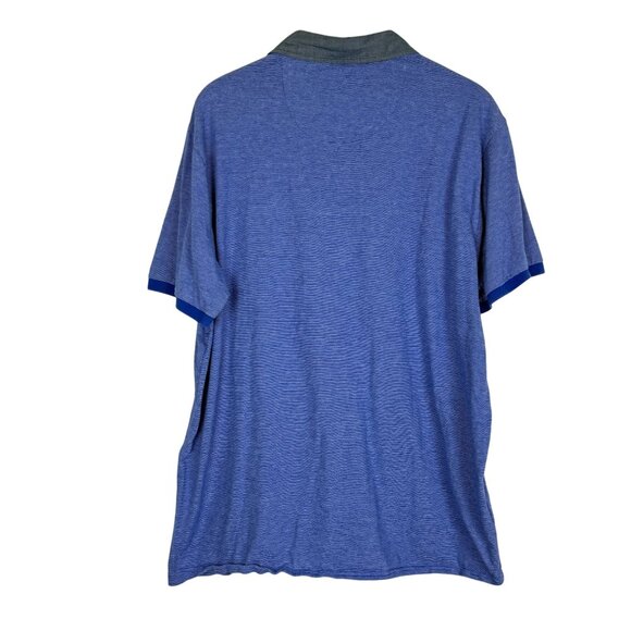 Original Penguin Munsingwear Men’s Polo Shirt XL Blue Striped Gray Collar Cotton - Picture 7 of 10